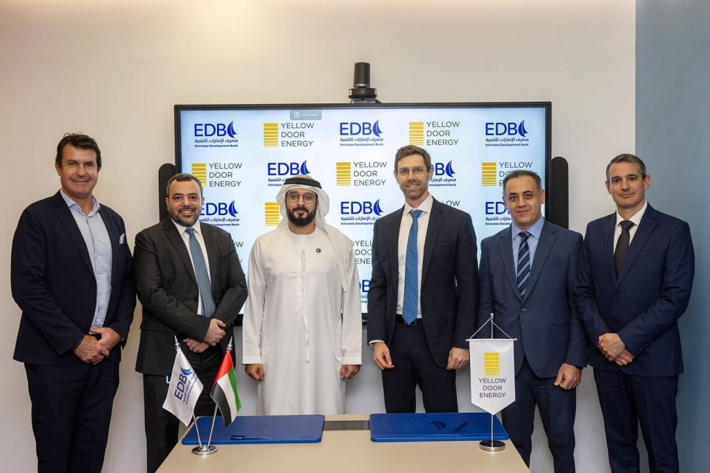 Yellow Door Energy secures $27M financing from Emirates Development Bank to expand solar portfolio Yellow Door Energy has secured a landmark $27 million (AED 100 million) financing agreement with Emirates Development Bank (EDB)